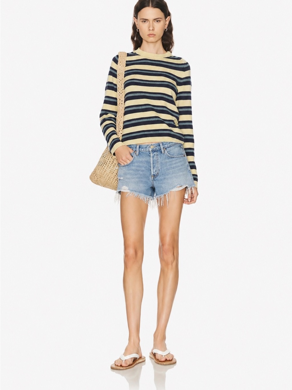 Agolde Light Blue Denim Cutoff Jean Shorts